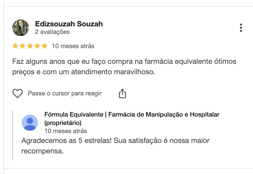 Avaliação no Google de Edizsouzah Souzah sobre preços e atendimento